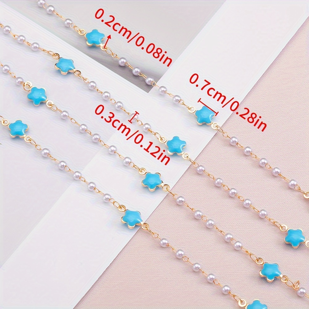 1meter 6mm Imitation Pearls Copper Chains Imitation Pearl Crystal Beaded  Necklace Bracelet Supplies for DIY Jewelry Making