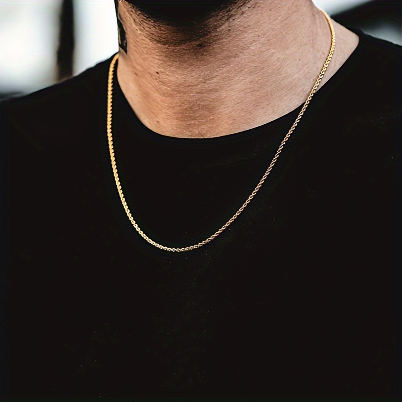 Men's Gold plated Double layered Twisted Thick Chain - Temu