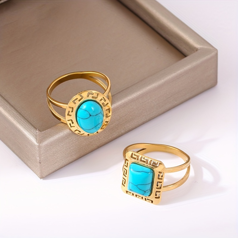 Stylish Stainless Steel Geometric Retro Ring