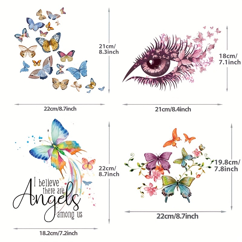 Butterfly Iron on Patches 3Pcs Colorful Cute Animal Heat Transfer  Stickers-Decal