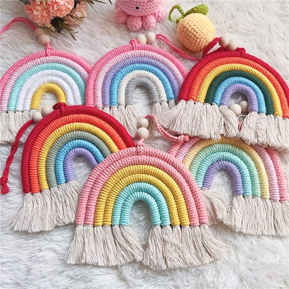 

1pc Nordic Style 6 Rainbow Color Car Hanging Car Hand-woven Decorative Pendant Room Wall Hanging Pendent