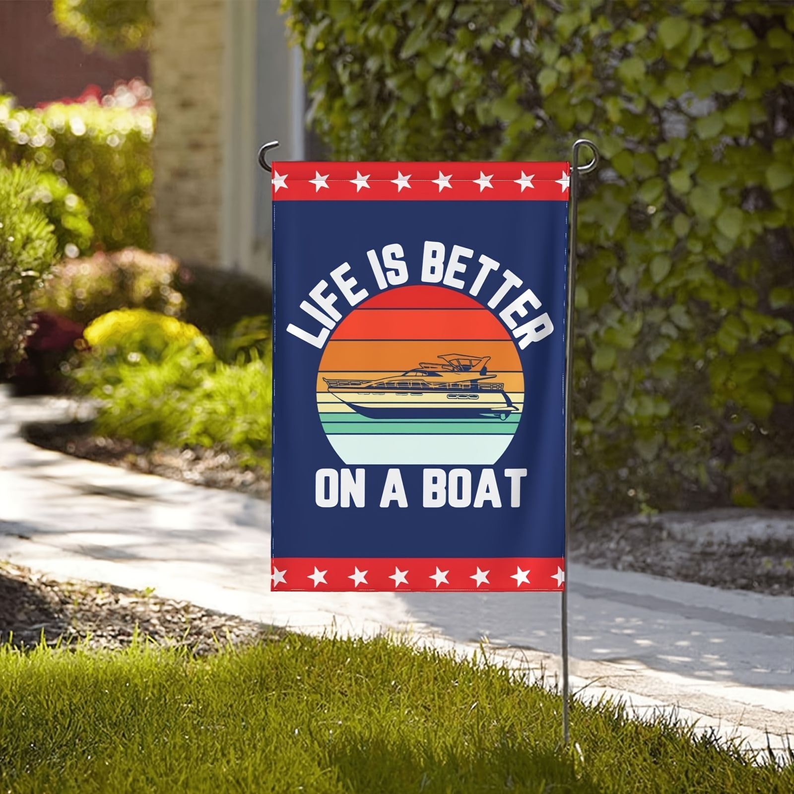 1pc Life Is Better On A Boat Flags Double Sided Vivid Color Welcome Garden  Flags Funny Banner For Party Decor No Flag Pole 12X18 Inch