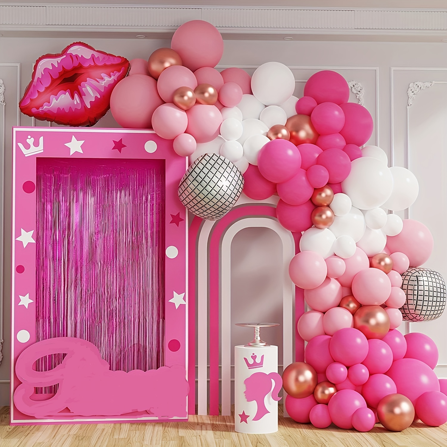 Kit de arco de globos rosados, 138 globos de látex de oro rosa metálico  brillante y dorado cromado, perfecto para fiestas de cumpleaños, despedidas  de