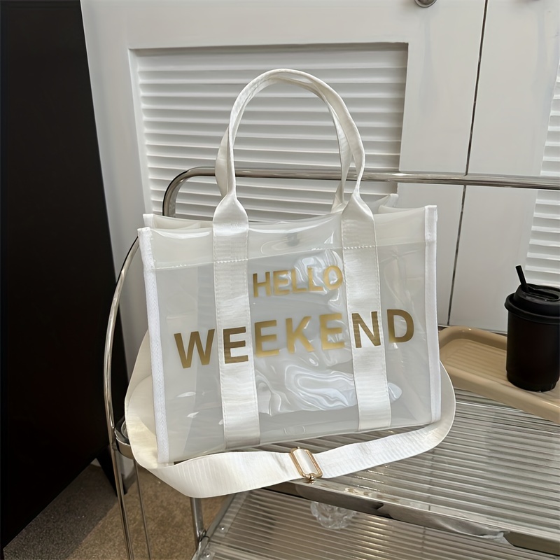 4pcs/set Transparent Women's Tote Bag With Letter Print