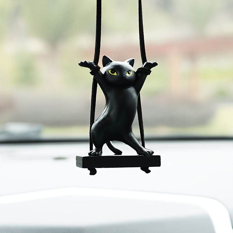 1pc Cat Car Pendant, Cute Cat Dancing Cat, Creative Car Interior Rearview Mirror Decorative Pendant