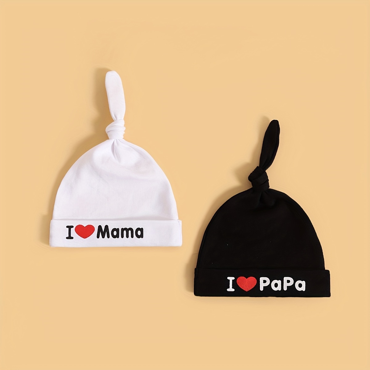 

2pcs Baby Hats Set, Letter Printing Newborn Hats, Cute Black And White Fetal Hats For Boys And Girls, Infant Baby Cap 0-6 Months Hats Set