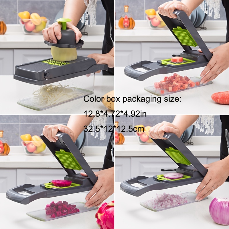  Vegetable Chopper, Pro Onion Chopper, Multifunctional 13 in 1  Food Chopper, Kitchen Vegetable Slicer Dicer Cutter,Veggie Chopper With 8  Blades,Carrot and Garlic Chopper With Container: Home & Kitchen