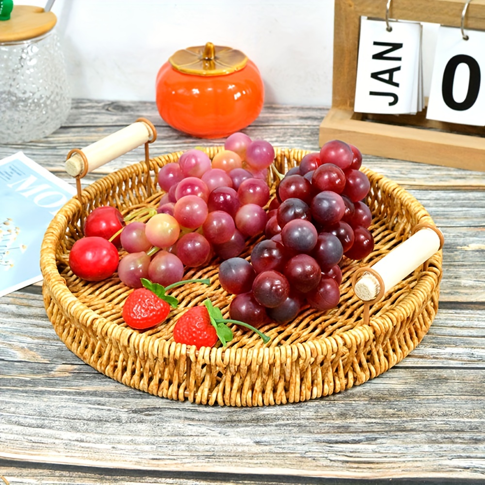 Cestas de ratán para platos de frutas, bandeja de escritorio