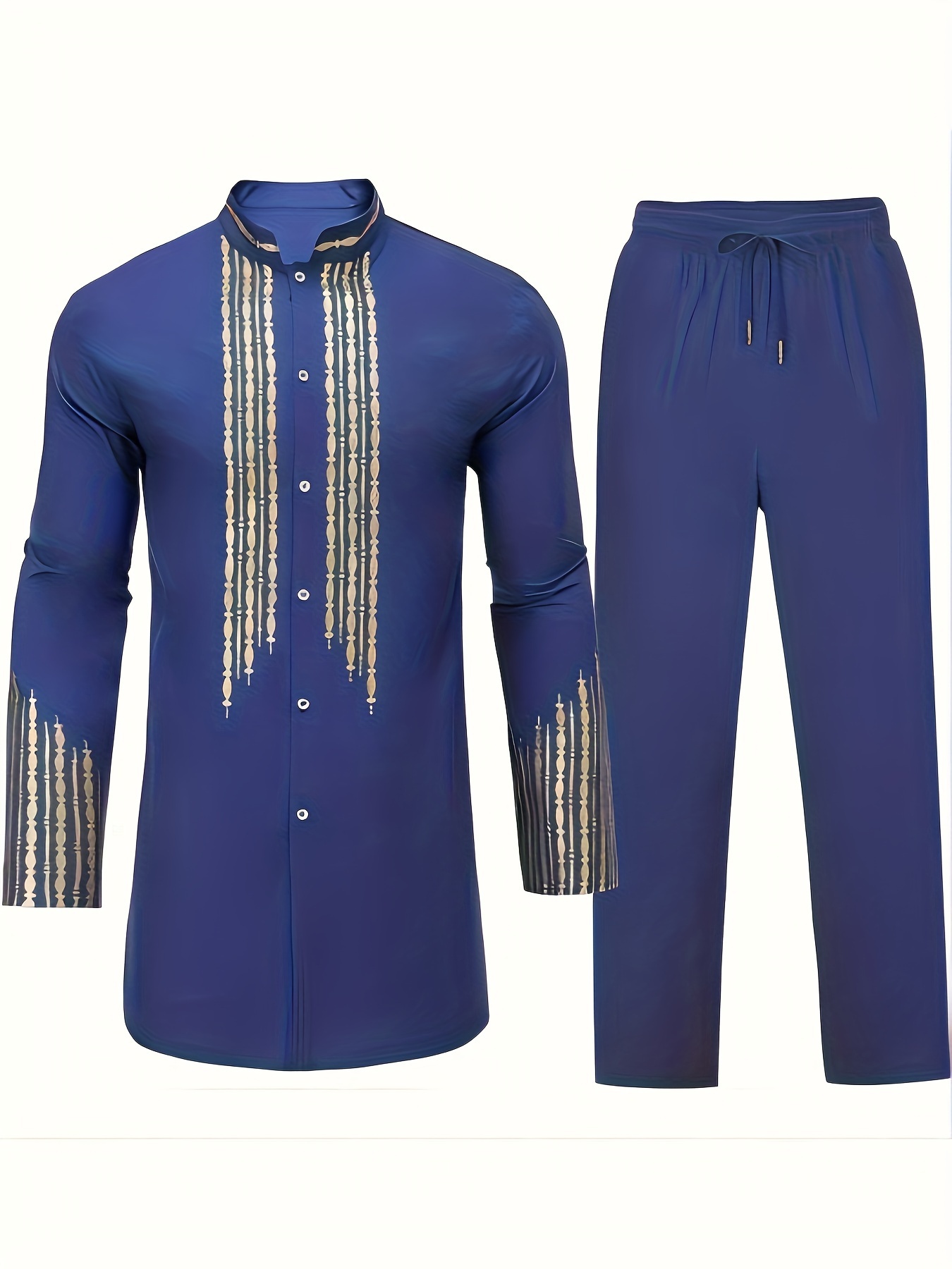 Camisa Dashiki De Manga Larga Con Estampado Dorado Metálico Para Hombres, Ropa Tradicional Africana