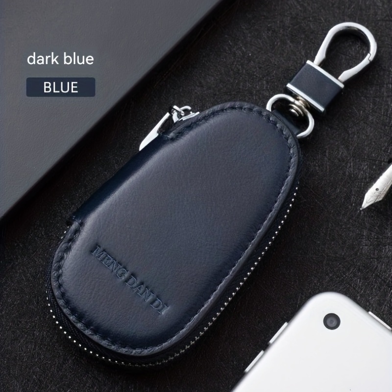 Men's Leather Zipper Key Bag Remote Control Cover