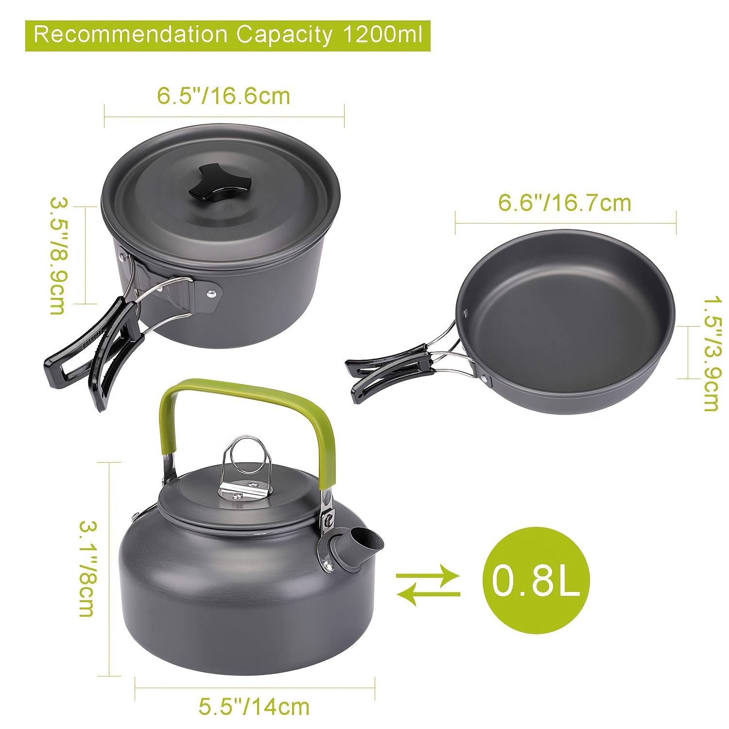 Lightweight & Portable Camping Cookware Set - Non-stick Pots