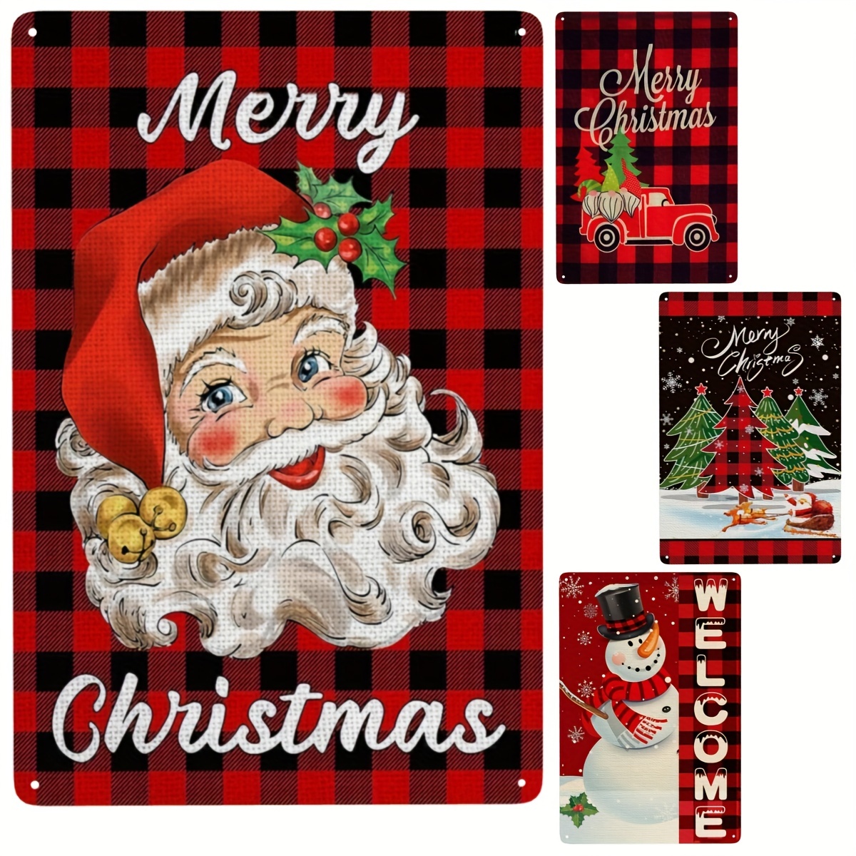 Merry Christmas Porch Sign Buffalo Check Plaid Christmas - Temu