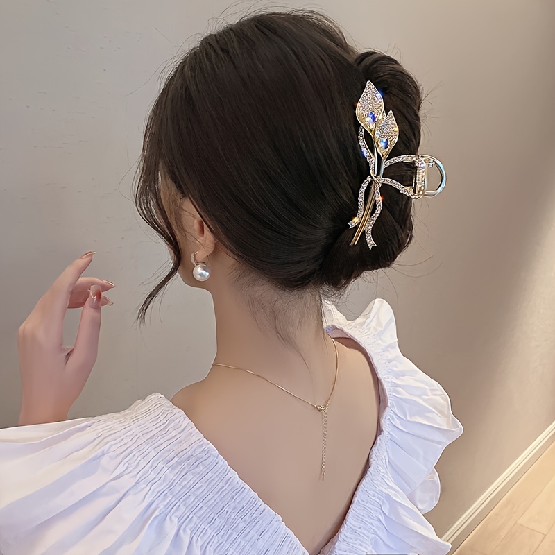 

1pc Simple Hair Clips With Glitter Decoration, Strong Fixing Bundles Hairpin Headdress, Women To Wear Christmas, New Year, Valentine's Day Gift Jewelry