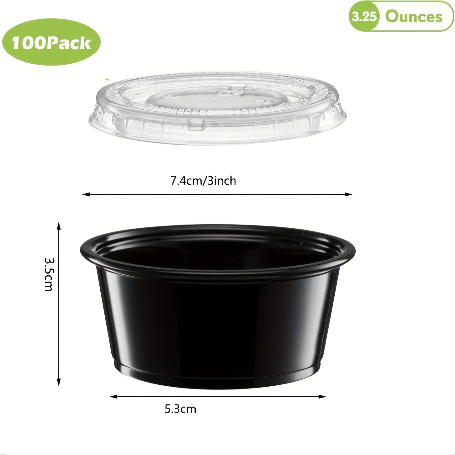 100pcs black plastic portion cups 1 2 3 25 4 5 5 oz - Temu