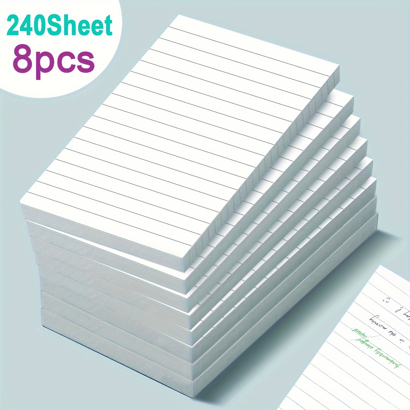 

8pcs/5pcs, Line And Grid Sticky Notes, Self-adhesive Memo Pads, Strong Adhesive Stickers, College-ruled White Paper, 30 Sheets Per Book, Easy To Post In Office, Home, And School Memo Pads
