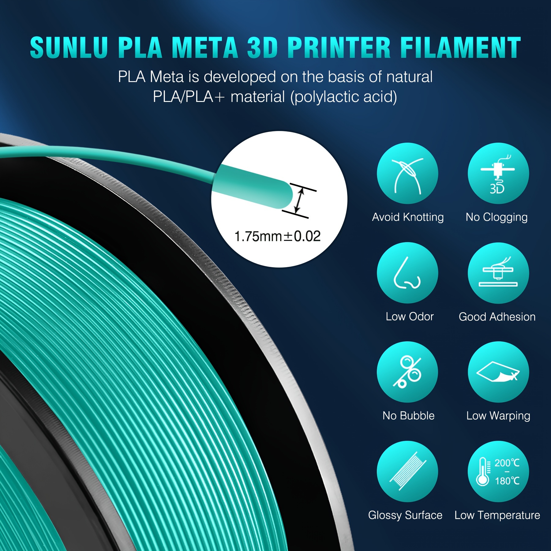 SUNLU PLA 1.75mm PLA PLUS Filament 1KG Accuracy Dimension +/-0.02