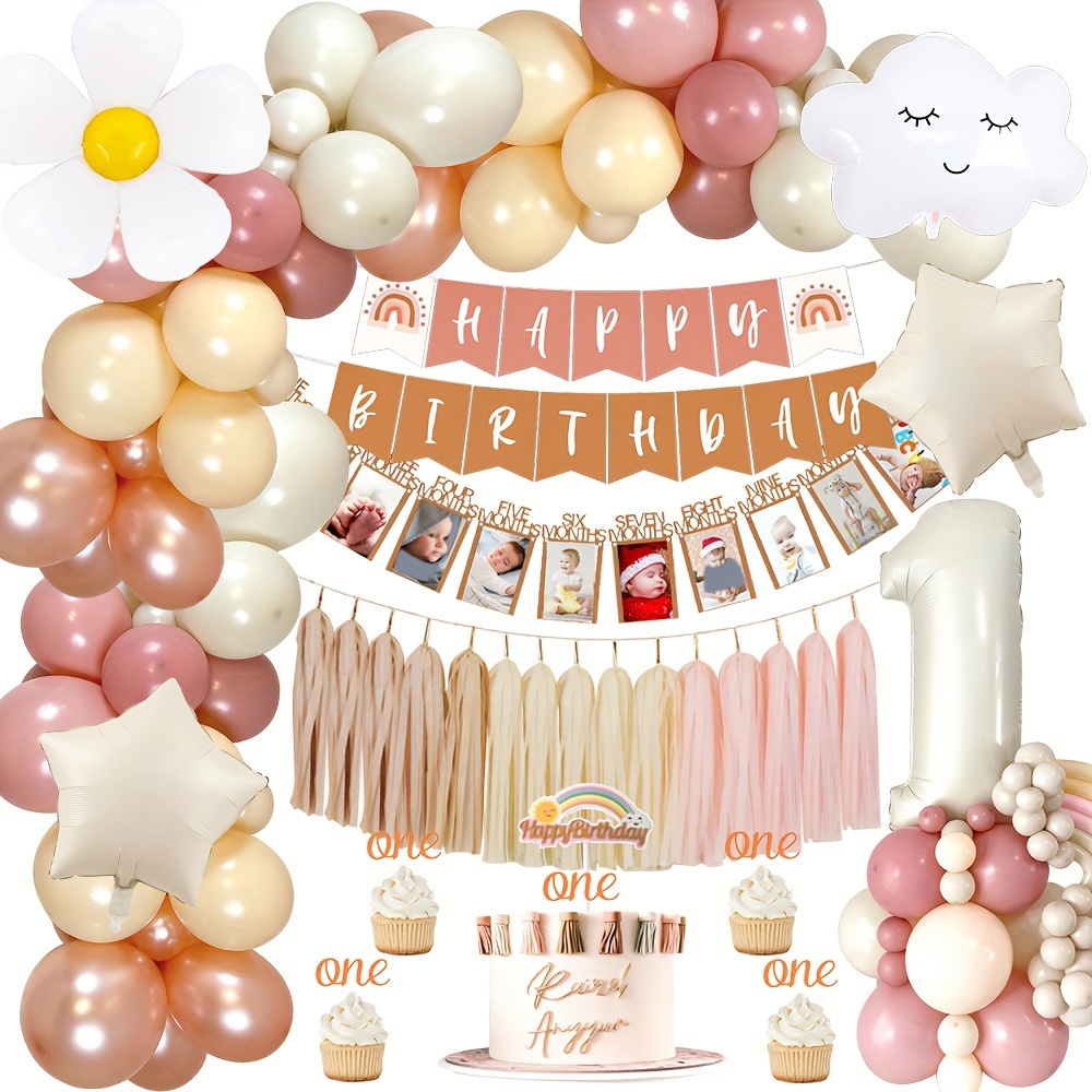 Peach 1st Birthday Decorations for Girls, Peach Balloon Arch Garland kit  One Sweet Peach Banner, for Girls Sweet 1st Birthday Party Decorations