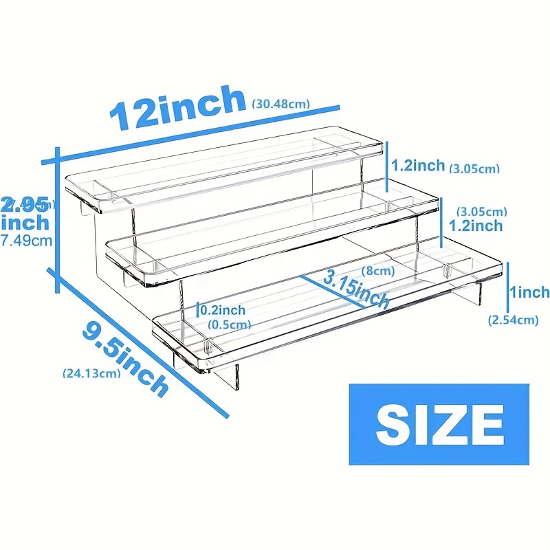 Clear Cosmetic Display Stand, 3-tier Spice Rack Organizer For Cabinet,  Spice Rack, Seasoning Organizer, Acrylic Tiered Medicine Cabinet Organizer,  Countertop Organizer, Kitchen Pantry Organization And Storage, Kitchen  Accessories - Temu