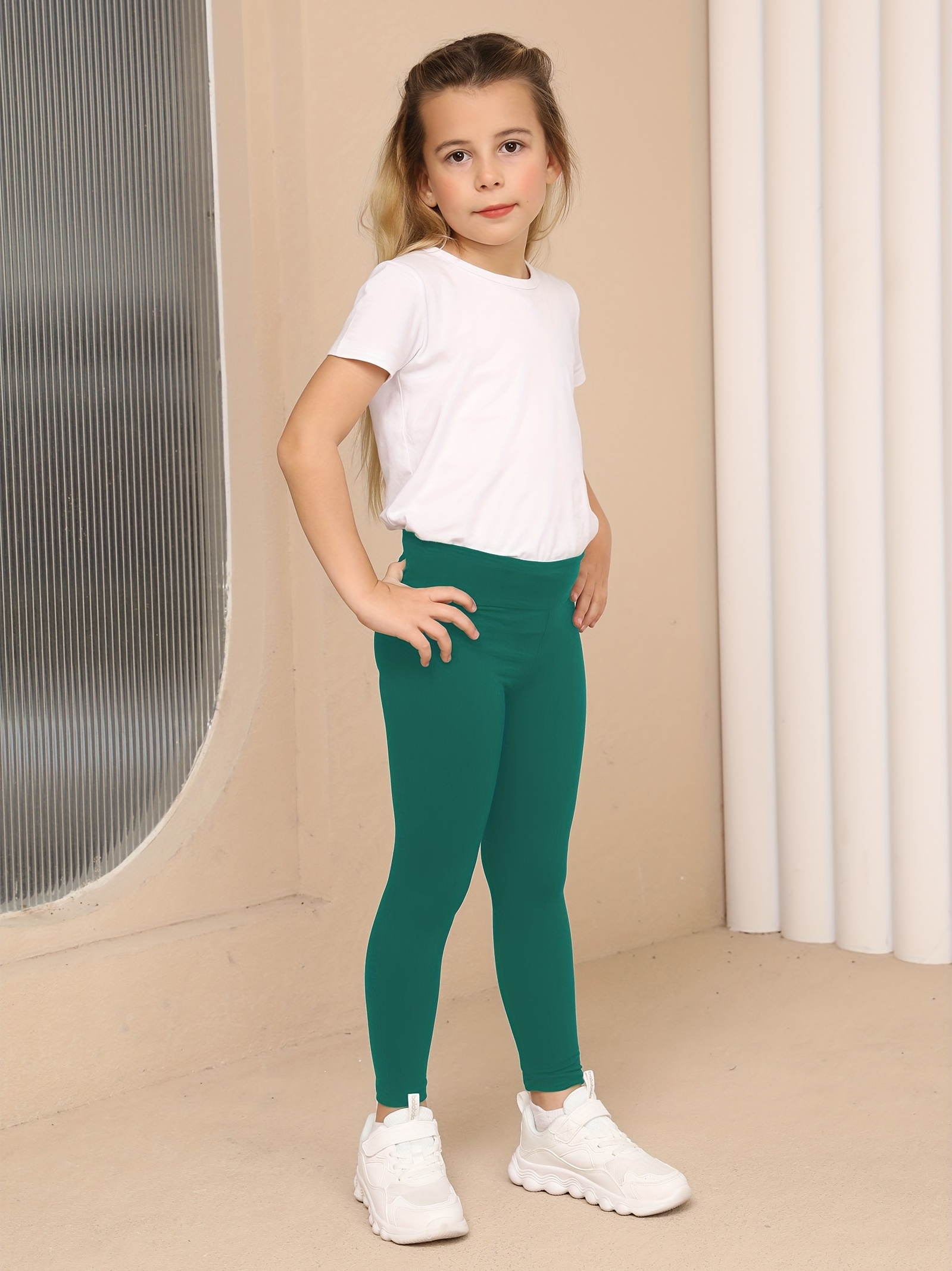 Spring Kids Solid Leggings Girls Thin Ankle Length Tights Pants 2+