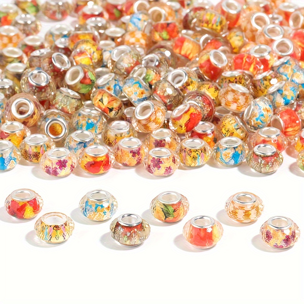 Colorful Resin Beads Assorted Large Hole Beads For Diy - Temu