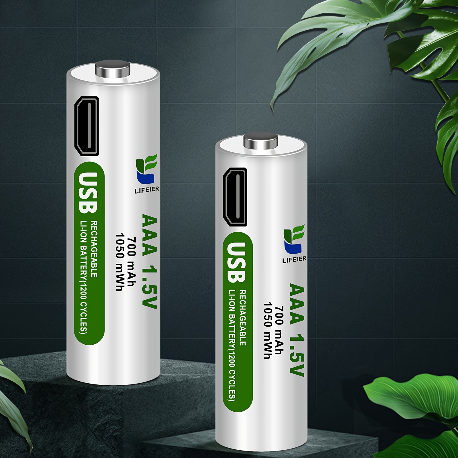 2 Pcs USB AAA Batería Recargable De Iones De Litio, Alta Capacidad 1.5V  700mAh Batería AA Recargable, Carga Rápida De 1 H, 1200 Ciclos Con Cable De  Pu