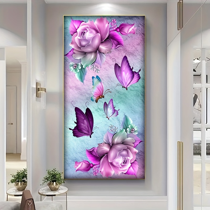 Beautiful Butterfly Diamond Painting Stitch 5D DIY Full Drill Colorful  Flower Diamond Embroidery Rhinestone Picture Home Decor