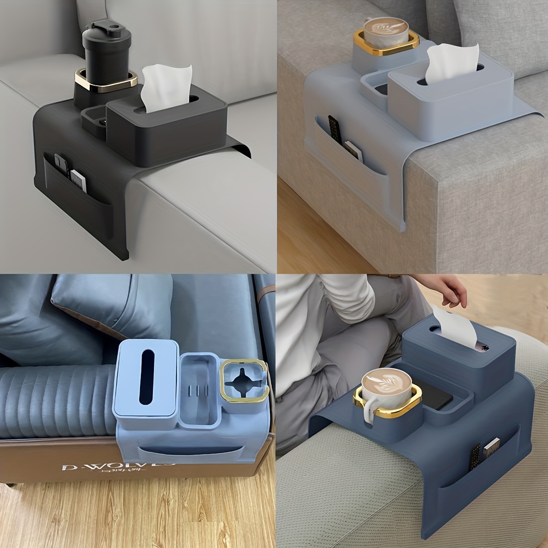 Sofa Armrest Tray with Cup Holder Spill-Proof Sofa Coaster Sofa