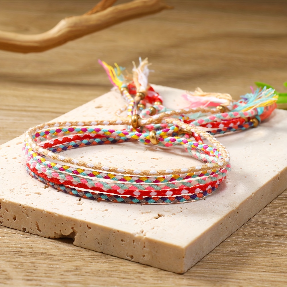 Bracciale Dell'amicizia In Corda Di Cotone Colorato 5 Pezzi, Corda  Intrecciata Con Piccole Perle Di Rame, Può Essere Regolato Per Accessori  Per Le Mani Di Uomini E Donne - Temu Italy