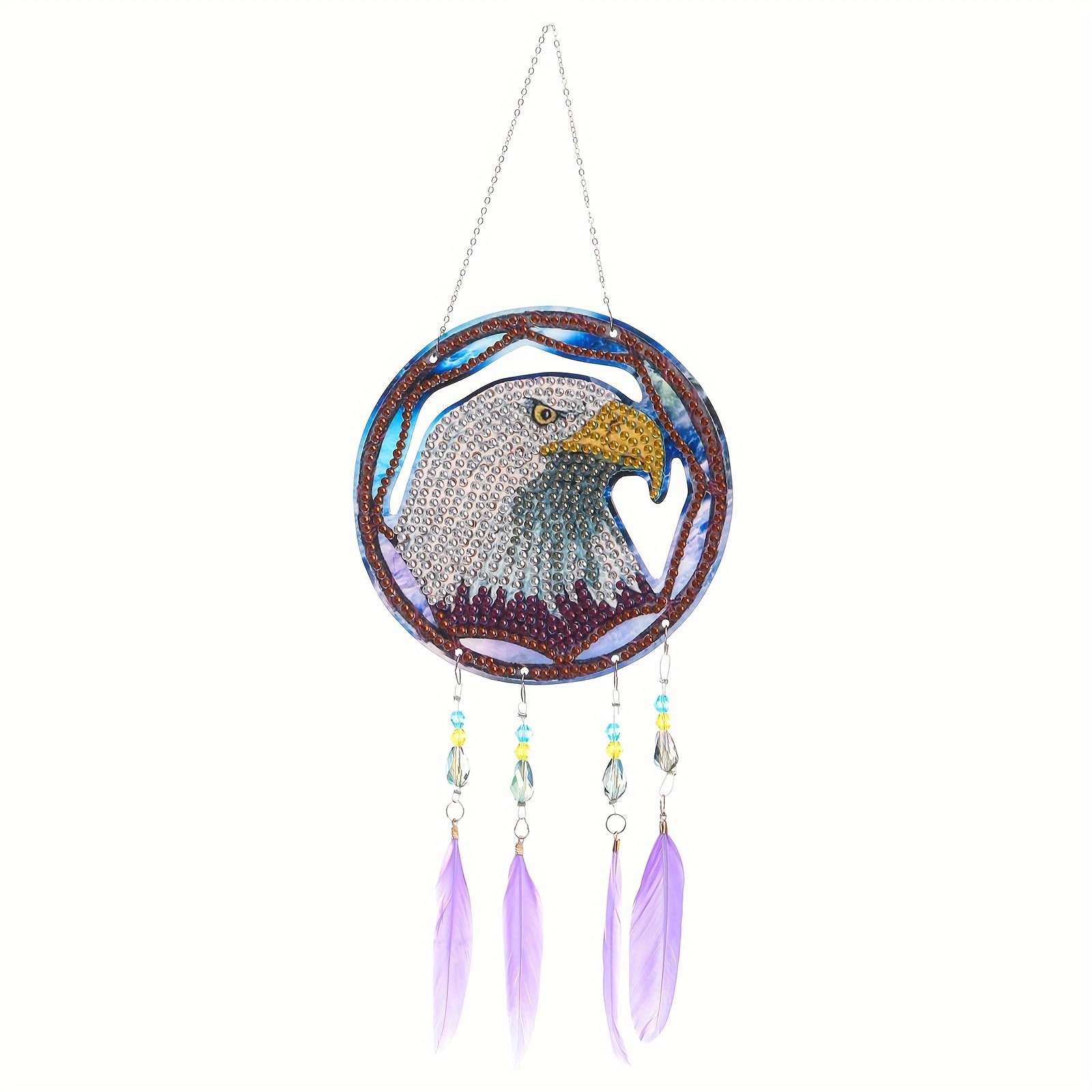 Diy Diamond Painting Wind Chimes Eagle Pendant Size Acrylic - Temu