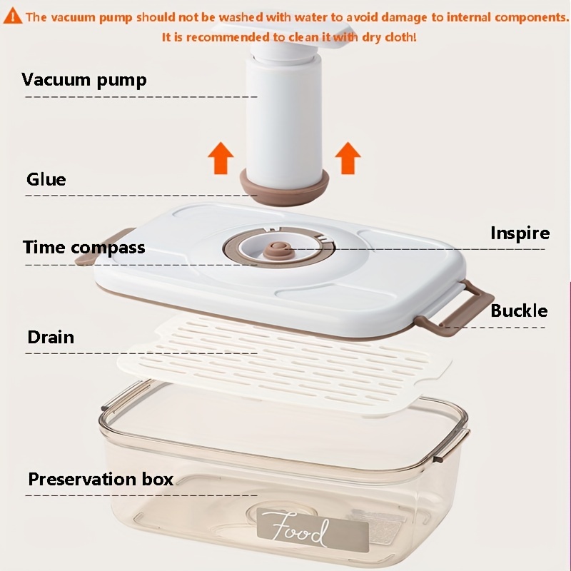 Circle Rectangle Vacuum Container Large Capacity Crisper Kitchen