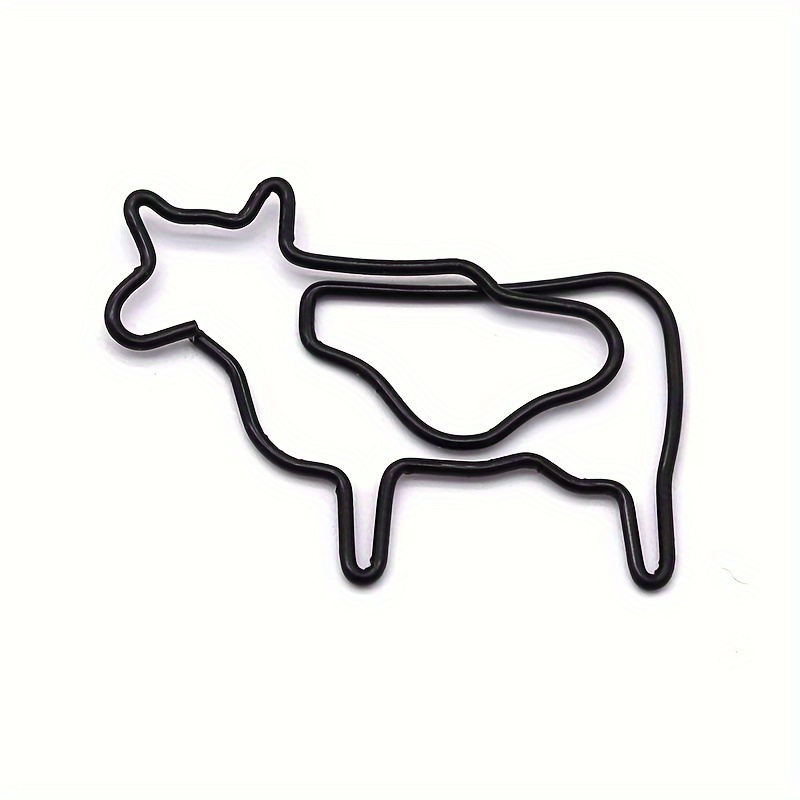 A Set Of 10 Cow-shaped Paper Clips, Black Cartoon Paper Clips, Plastic-coated Golden Paper Clips, Office Supplies, Animal-shaped Bookmarks, Student Exam Paper Clips