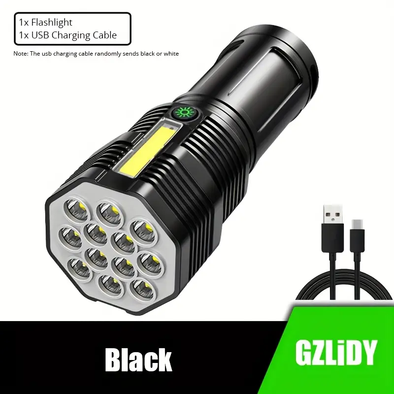 Qeyeid Torcia tascabile a LED | Torcia a LED ricaricabile tramite USB,  torcia tascabile forte e luminosa, luce da lavoro a ricarica rapida di tipo  C