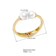 exaggerated alloy open bangle bracelet with large faux pearls temperament hand jewelry for women girls details 4