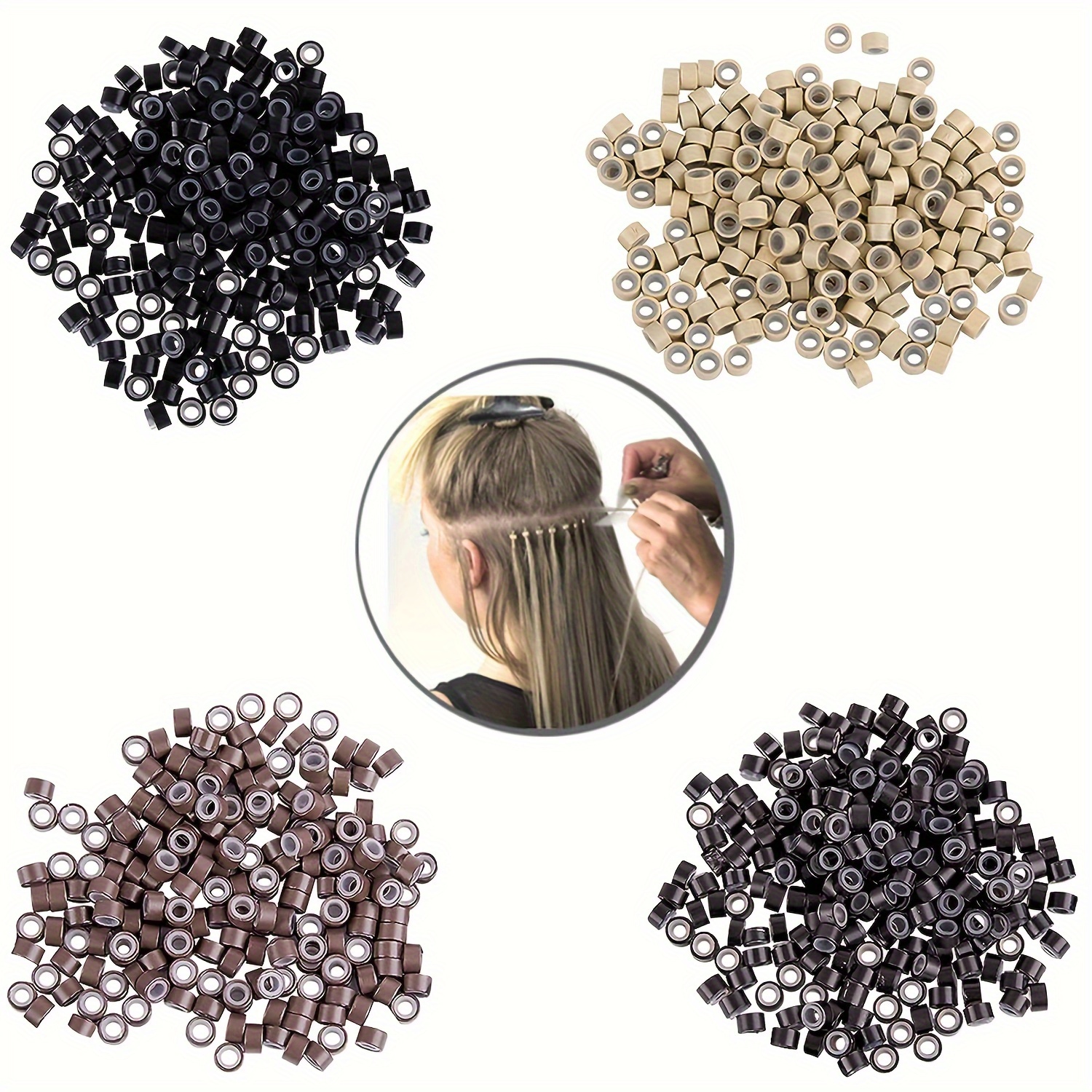 Hair Extensions Kit 500 Pcs Brown Micro Ring Beads 1 Micro Beads