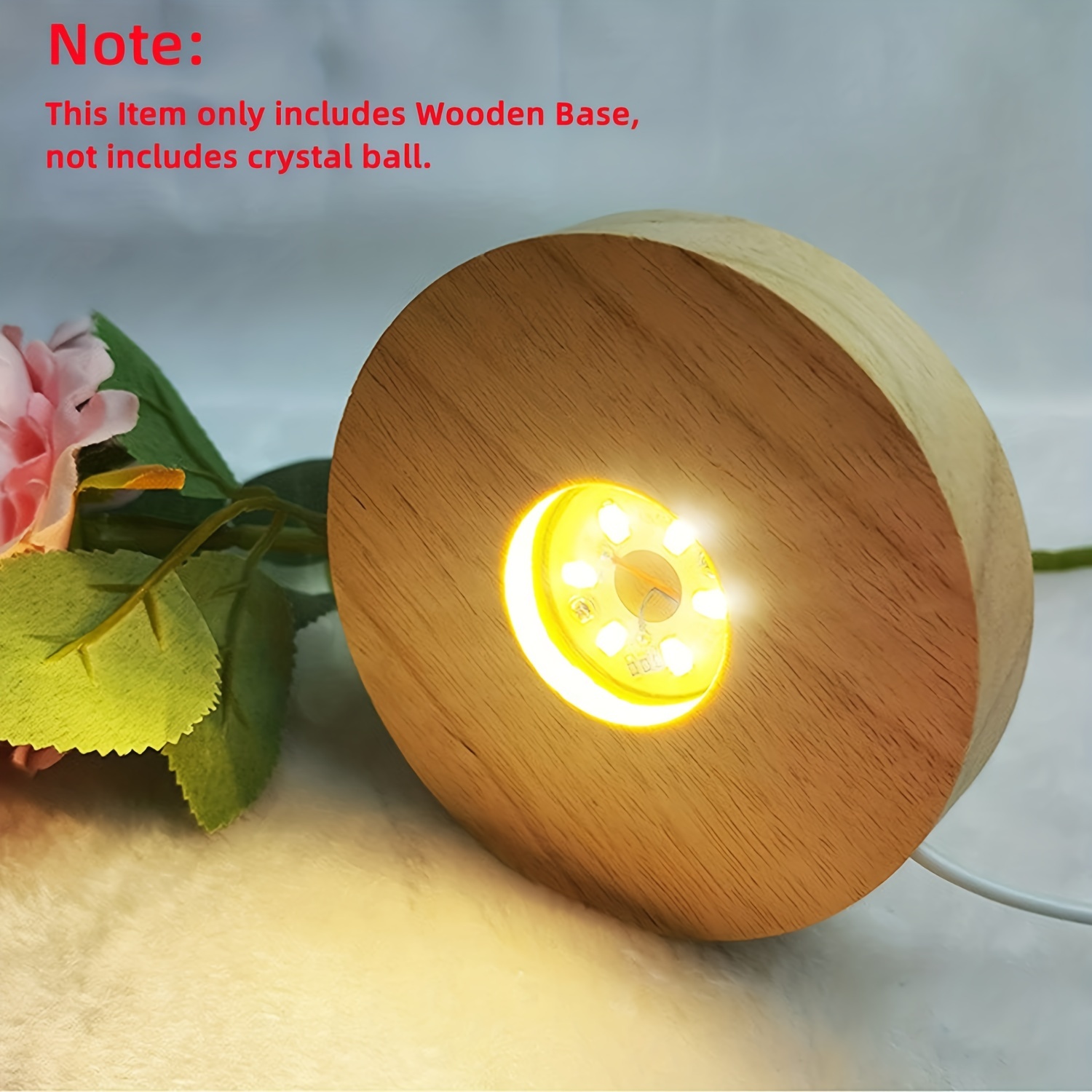 Wooden LED Light Base for Acrylic Resin Crystal Glass Art Lighted Display  Stand