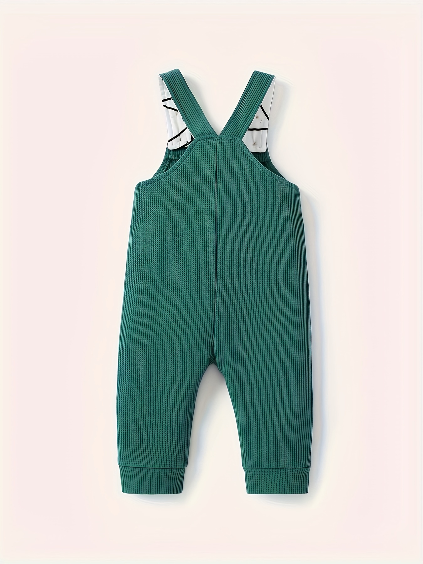 Baby Boy Waffle Letter Patched Overalls