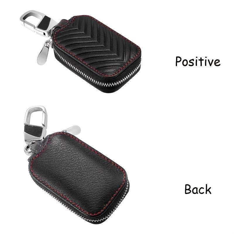 Scizor Car Key Case, Universal PU Leather Key Fob Cover Case, Smart Car Key  Holder Protection Bag with Holder Metal Hook and Keyring Zipper (Brown)
