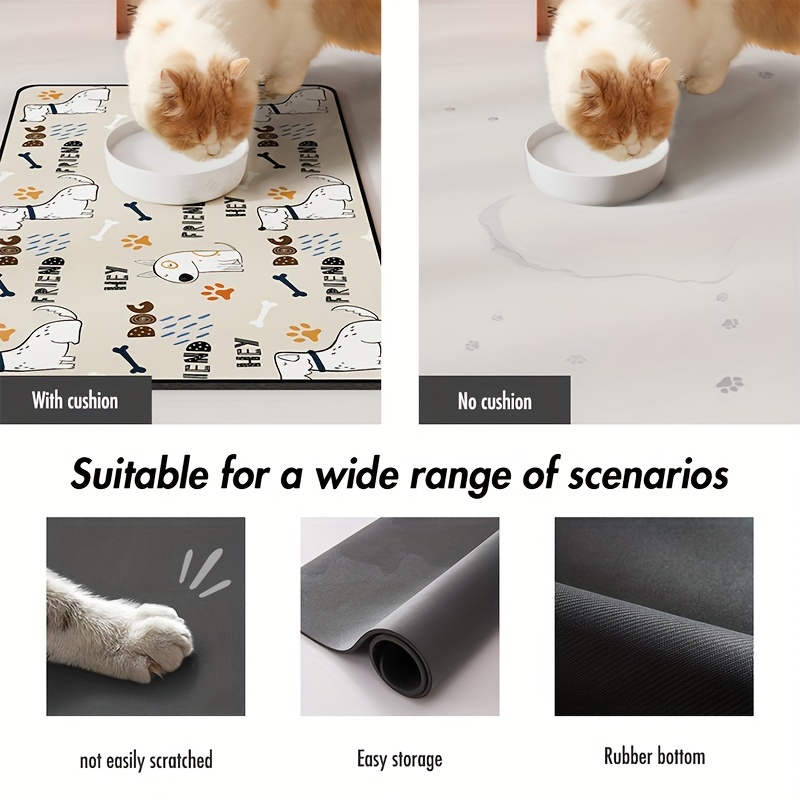 1pc Cartoon Animal Pattern Pet Feeding Mat, Easy To Clean, Durable