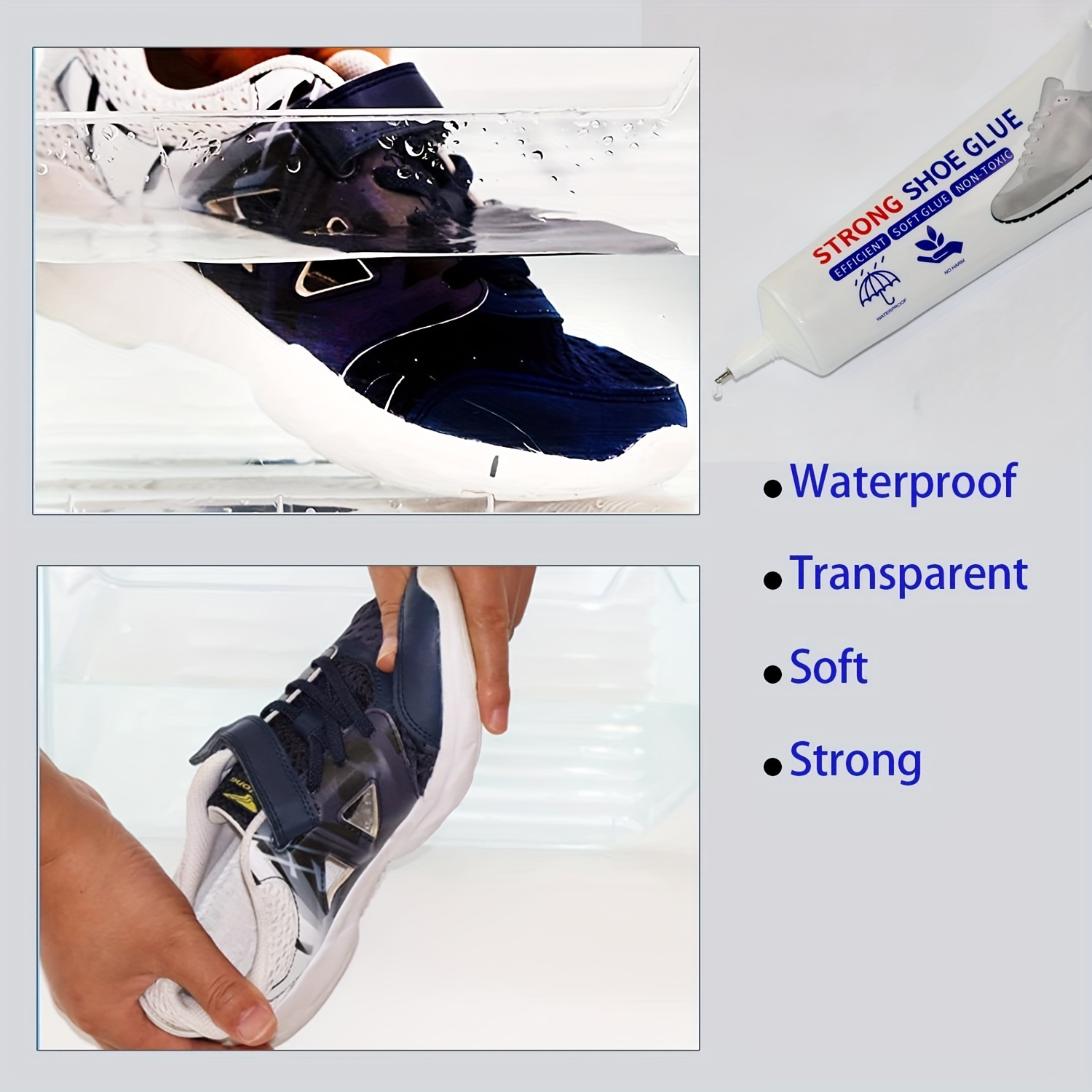 Shoe Glue Sole Repair, Slow-Drying Transparent Shoe Repair Glue Kit,  Waterproof, Non-Hardening Adhesive