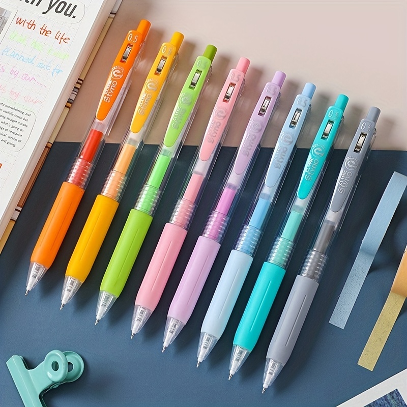 6Pcs/Set Cute Morandi Gel Pen Set Retro 0.5mm Black Signature Pen Student  Writing Ink Pen Ballpoint Pen School Office Stationery (Blue) 