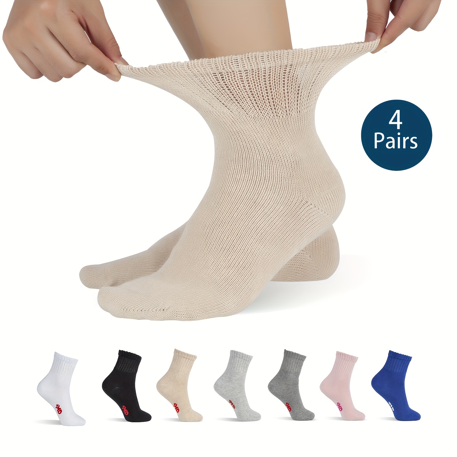 Doctor's Select Calcetines diabéticos para mujeres y hombres, 4 pares de  calcetines no vinculantes, calcetines diabéticos para mujer | Calcetines