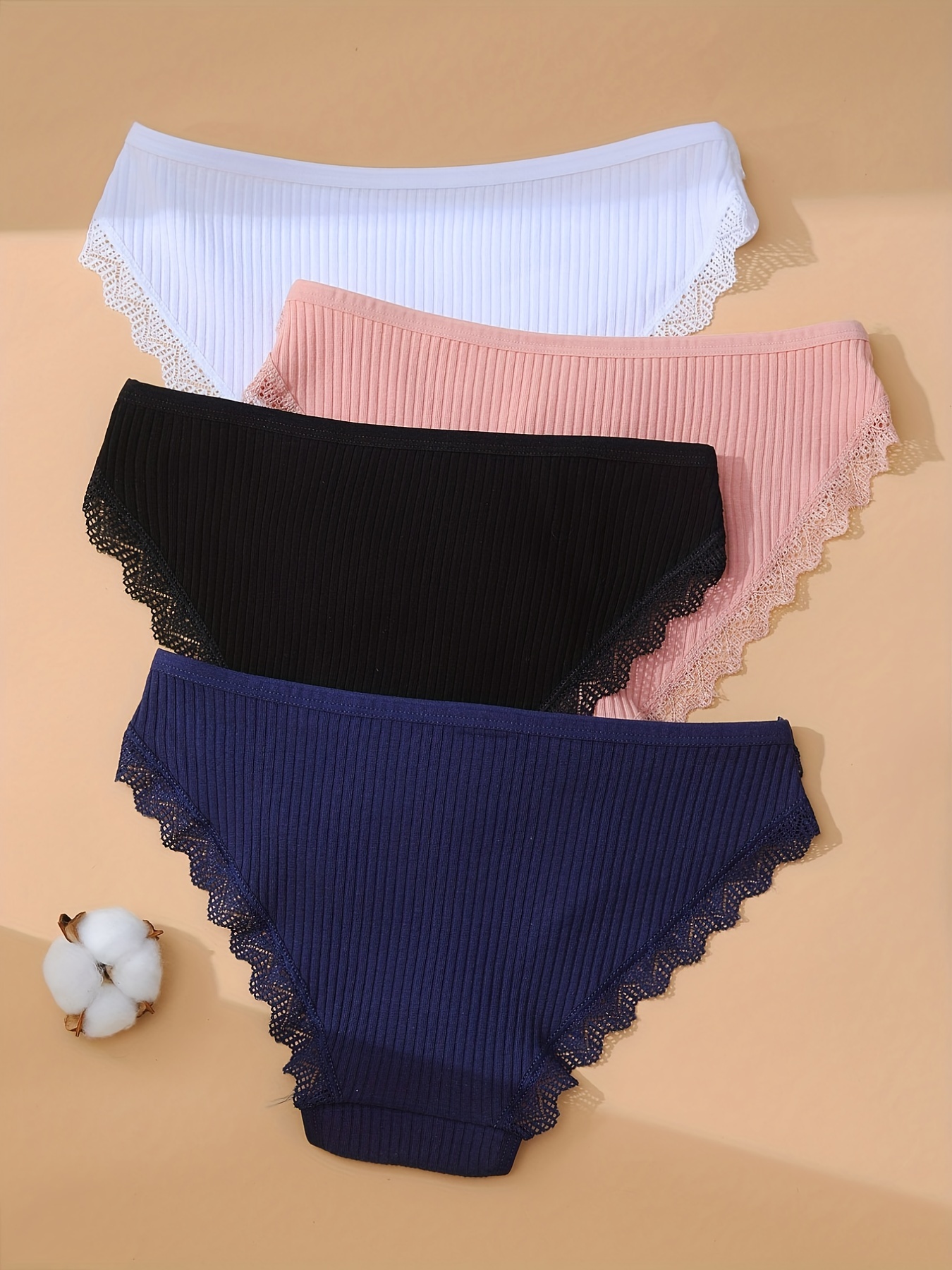 Women's Cute Seamless Panties Lace Trim Cotton Briefs - Temu Canada