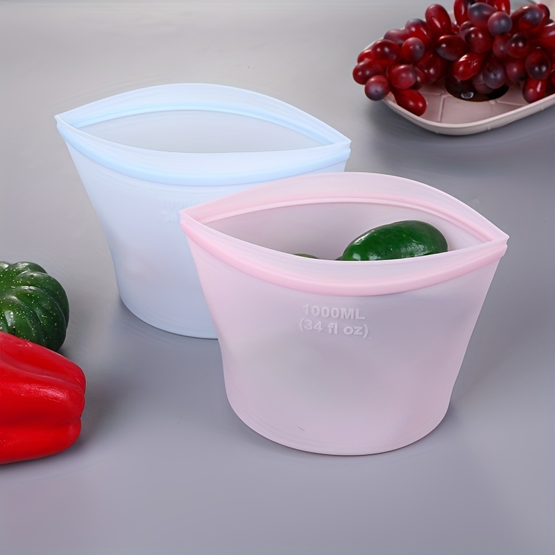 Silicone Food Bags, Reusable Leak Proof Fresh-keeping Containers