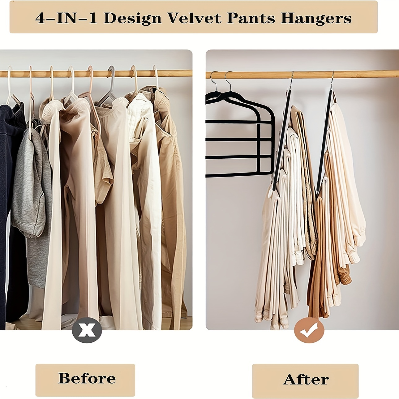 Multi-layer Velvet Pants Hanger, Durable Clothes Hanger For Pants, Scarves,  Camisoles, Household Storage Organizer For Bathroom, Bedroom, Closet,  Wardrobe, Home, Dorm - Temu