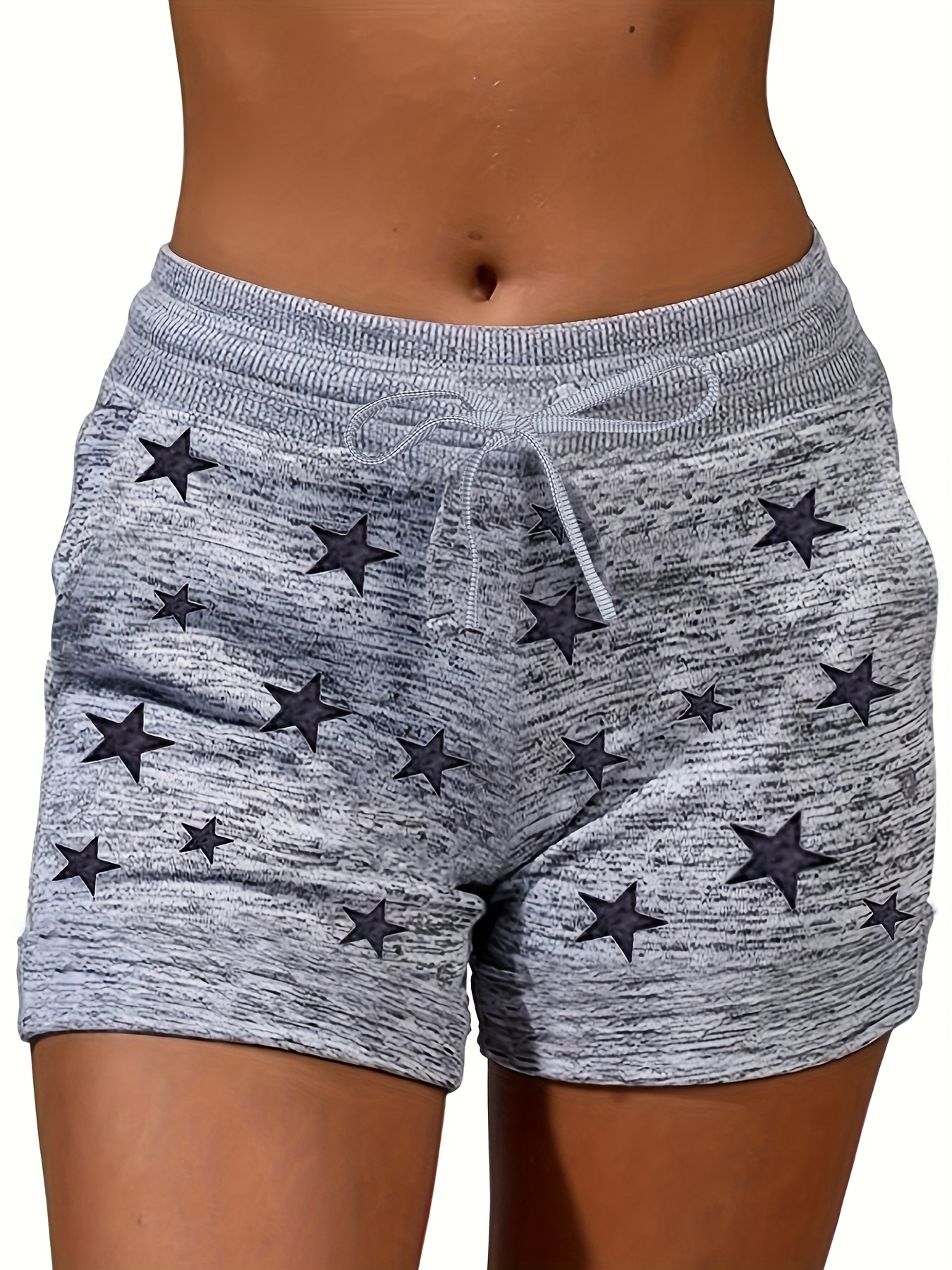 Women Elastic Waist Stars Printed Shorts Ladies Sports Yoga Hot
