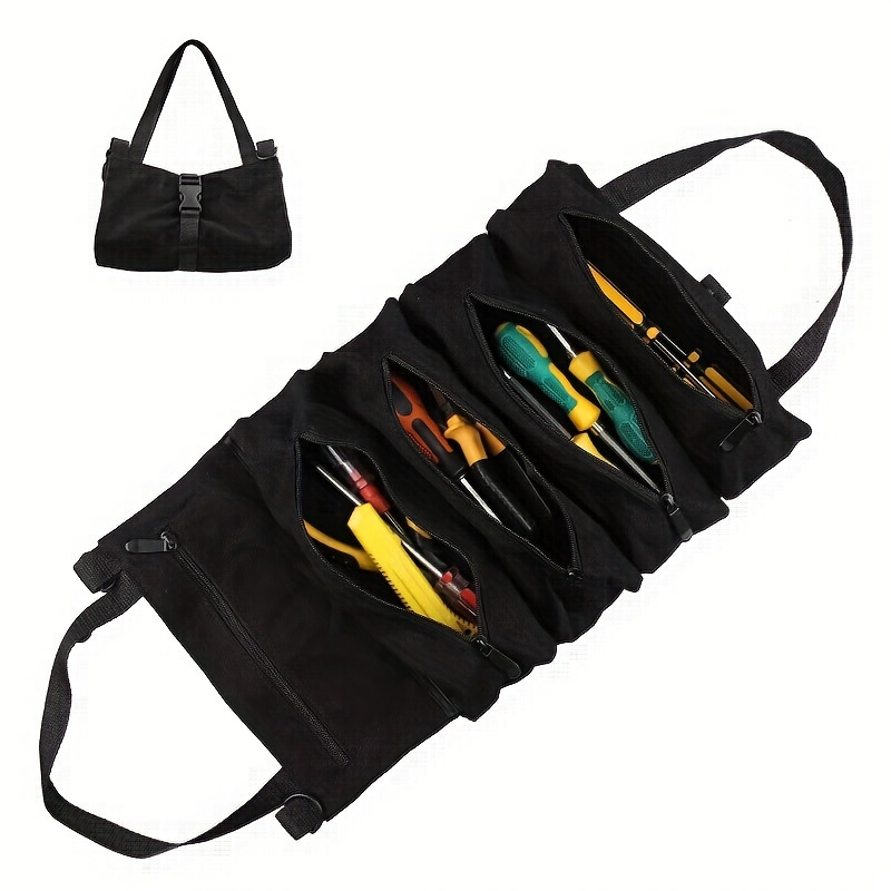 1pc Multi Purpose Roll Up Tool Bag Wrench Roll Canvas Tool