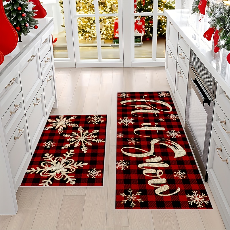 Red Santa Claus Kitchen Mat Upholstered Anti fatigue Kitchen - Temu