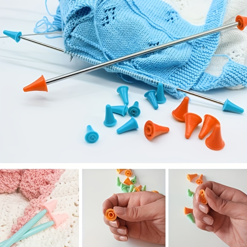 4 Pcs Knitting Stitch Stoppers, Colorful Needle Point Protectors,Spring Needle Stopper,Knitting Gifts,Knitting & Crochet Supplies,Knitting