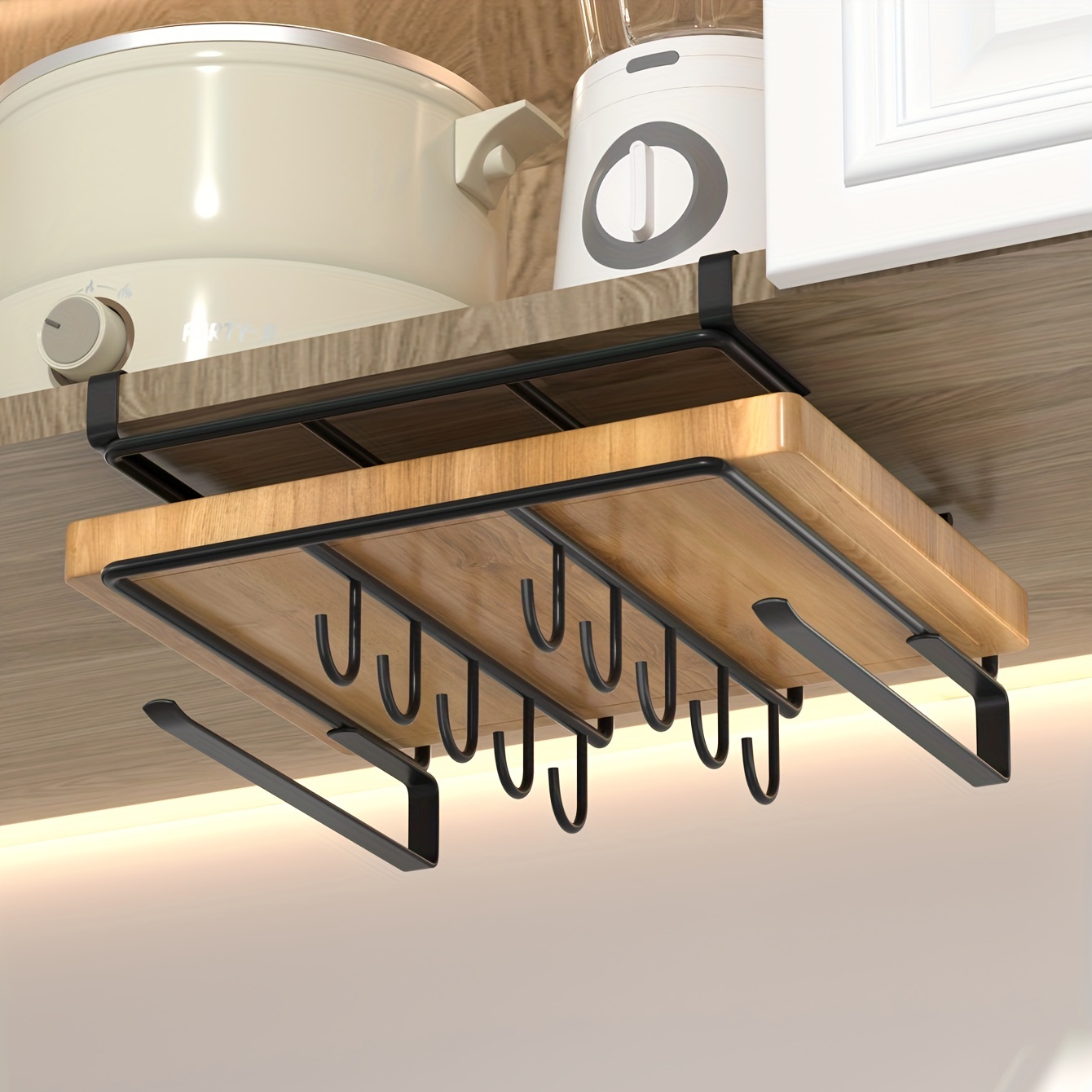 1pc Space-Saving Kitchen Rack with Cutting Board, Pot Cover, And