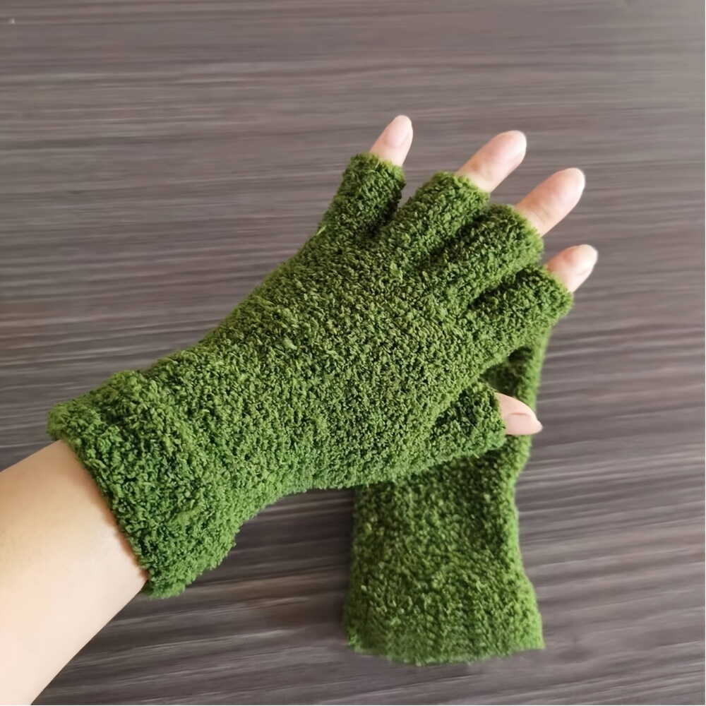 Image of 1 Pair Men' & Women' Coral Fingerless Gloves - Warm Winter Gloves Suitable For Outdoor Activities, Machine Washable, Fingerless For , For Christmas, Birthdays, Skiing,, Commuting (coral Color)